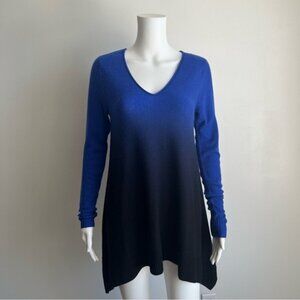 NWOT Saks Fifth Avenue Blue Ombre Asymmetrical Cashmere Sweater - S